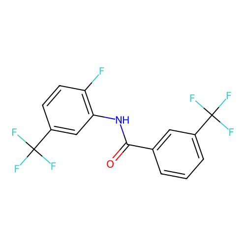 N-[2-fluoro-5-(trifluoromethyl)phenyl]-3-(trifluoromethyl)benzamide structure