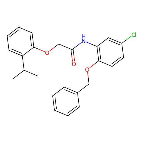 N-(5-chloro-2-phenylmethoxyphenyl)-2-(2-propan-2-ylphenoxy)acetamide structure