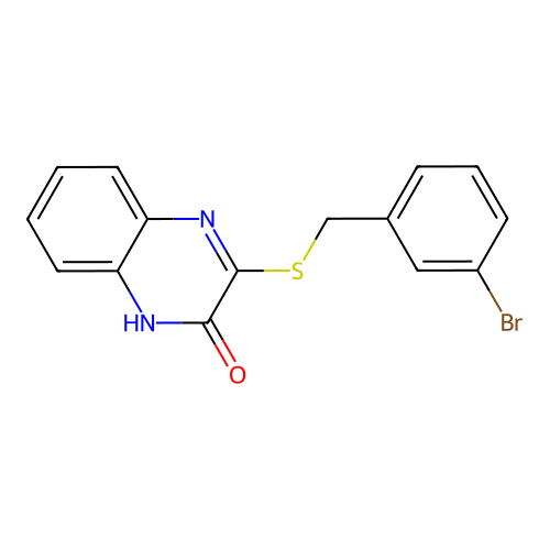 3-[(3-bromobenzyl)sulfanyl]quinoxalin-2(1H)-one structure