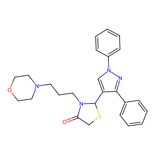 4-Thiazolidinone,2-(1,3-diphenyl-1H-pyrazol-4-yl)-3-[3-(4-morpholinyl)propyl]- structure