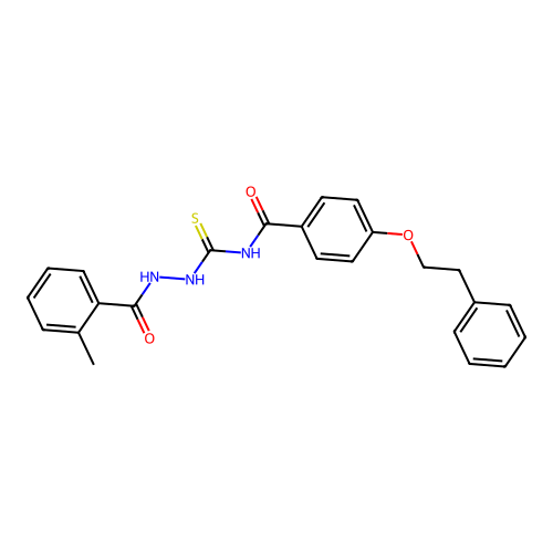 2-methyl-N-((((4-(2-phenylethoxy)phenyl)formamido)methanethioyl)amino)benzamide structure