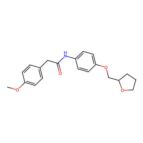 2-(4-methoxyphenyl)-N-[4-(tetrahydro-2-furanylmethoxy)phenyl]acetamide structure