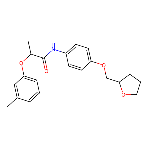 2-(3-methylphenoxy)-N-[4-(tetrahydro-2-furanylmethoxy)phenyl]propanamide structure