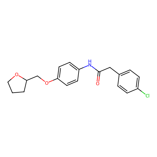2-(4-chlorophenyl)-N-[4-(oxolan-2-ylmethoxy)phenyl]acetamide structure