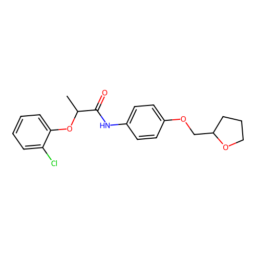 2-(2-chlorophenoxy)-N-[4-(tetrahydro-2-furanylmethoxy)phenyl]propanamide structure