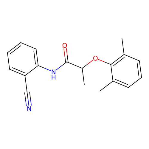 N-(2-cyanophenyl)-2-(2,6-dimethylphenoxy)propanamide structure