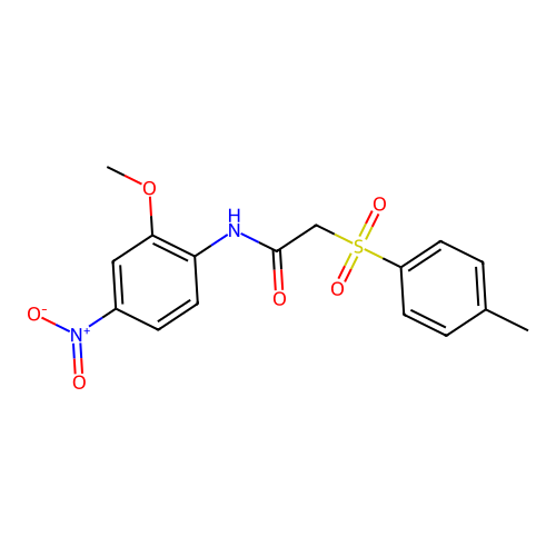 N-(2-methoxy-4-nitrophenyl)-2-tosylacetamide structure