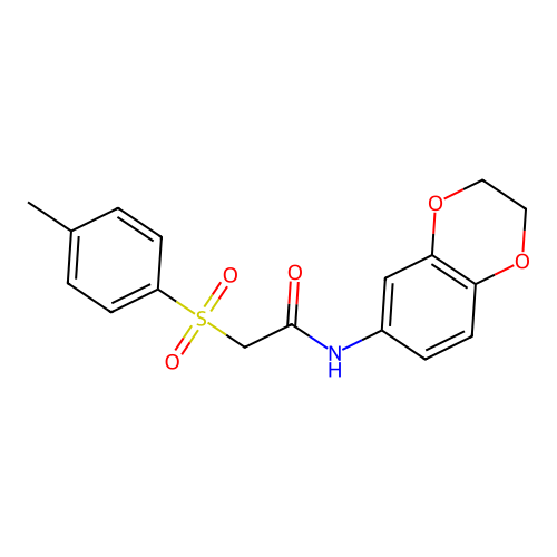 N-(2,3-dihydro-1,4-benzodioxin-6-yl)-2-(4-methylphenyl)sulfonylacetamide structure