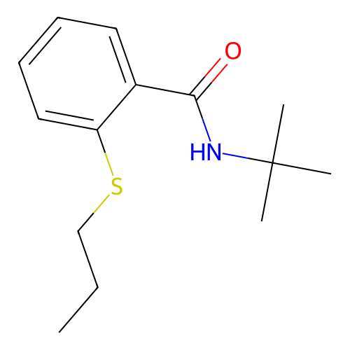 N-tert-butyl-2-propylsulfanylbenzamide structure