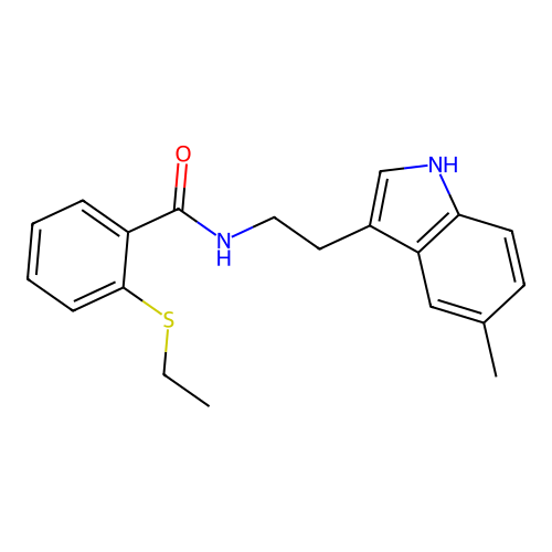 2-ethylsulfanyl-N-[2-(5-methyl-1H-indol-3-yl)ethyl]benzamide structure