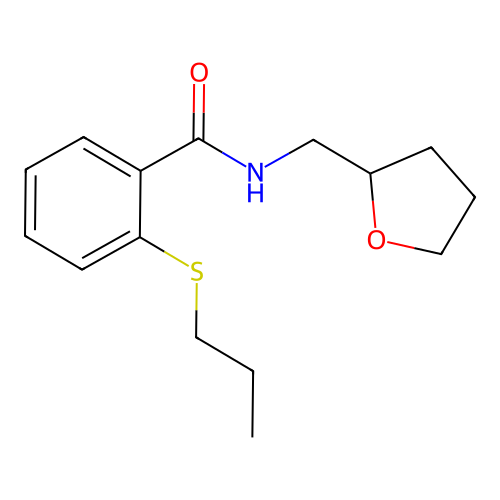 N-(oxolan-2-ylmethyl)-2-propylsulfanylbenzamide structure