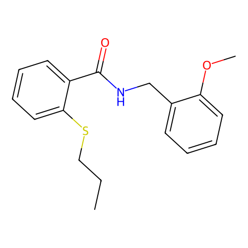N-[(2-methoxyphenyl)methyl]-2-propylsulfanylbenzamide structure