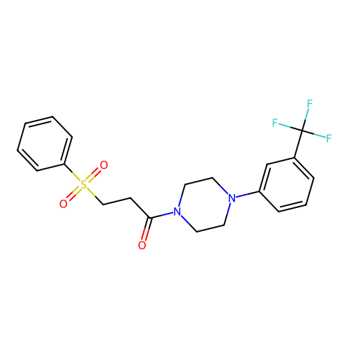 3-(Benzenesulfonyl)-1-[4-[3-(trifluoromethyl)phenyl]piperazin-1-yl]propan-1-one structure
