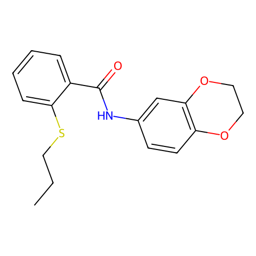 N-(2,3-dihydro-1,4-benzodioxin-6-yl)-2-propylsulfanylbenzamide structure