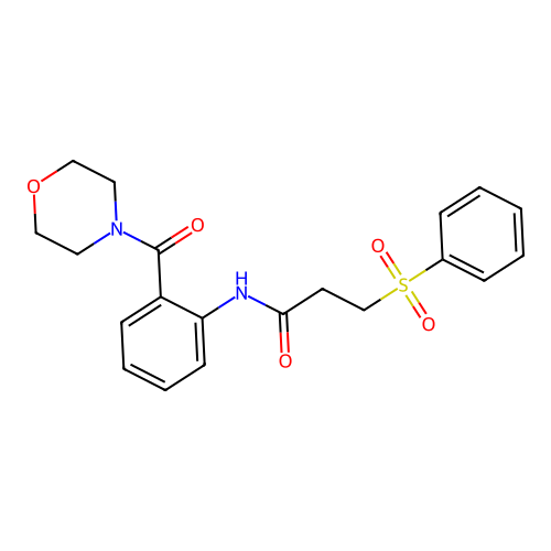 3-(benzenesulfonyl)-N-[2-(morpholine-4-carbonyl)phenyl]propanamide structure