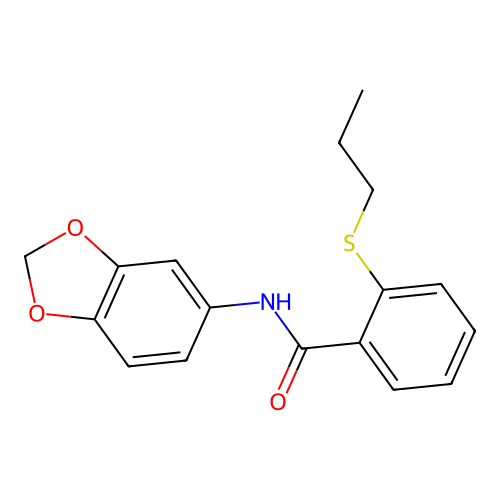 N-(1,3-benzodioxol-5-yl)-2-propylsulfanylbenzamide structure