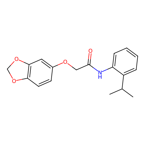 2-(1,3-benzodioxol-5-yloxy)-N-(2-propan-2-ylphenyl)acetamide structure