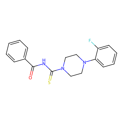 N-[4-(2-fluorophenyl)piperazine-1-carbothioyl]benzamide structure