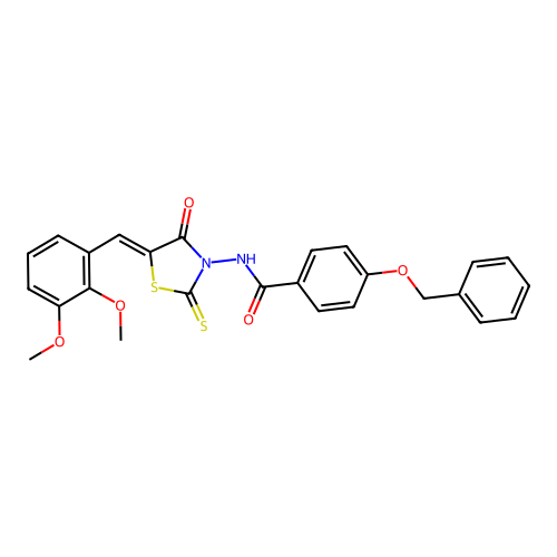 (Z)-4-(benzyloxy)-N-(5-(2,3-dimethoxybenzylidene)-4-oxo-2-thioxothiazolidin-3-yl)benzamide structure