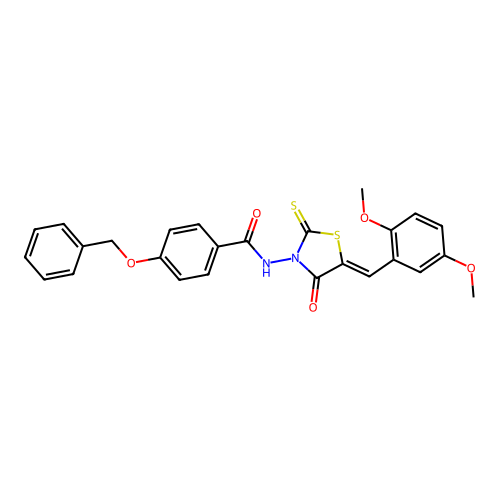 4-(benzyloxy)-N-[(5Z)-5-(2,5-dimethoxybenzylidene)-4-oxo-2-thioxo-1,3-thiazolidin-3-yl]benzamide structure