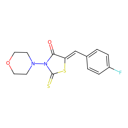 (Z)-5-(4-fluorobenzylidene)-3-morpholino-2-thioxothiazolidin-4-one structure