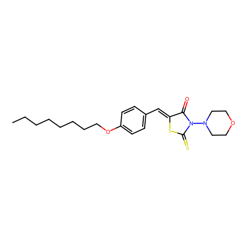 (5Z)-3-(morpholin-4-yl)-5-[4-(octyloxy)benzylidene]-2-thioxo-1,3-thiazolidin-4-one structure
