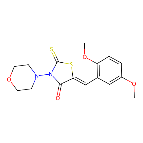 (Z)-5-(2,5-dimethoxybenzylidene)-3-morpholino-2-thioxothiazolidin-4-one structure