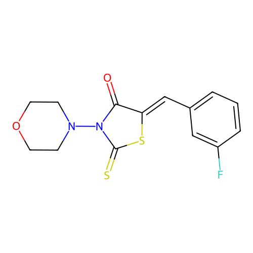 5-[(3-Fluorophenyl)methylene]-3-morpholin-4-yl-2-thioxo-1,3-thiazolidin-4-one structure