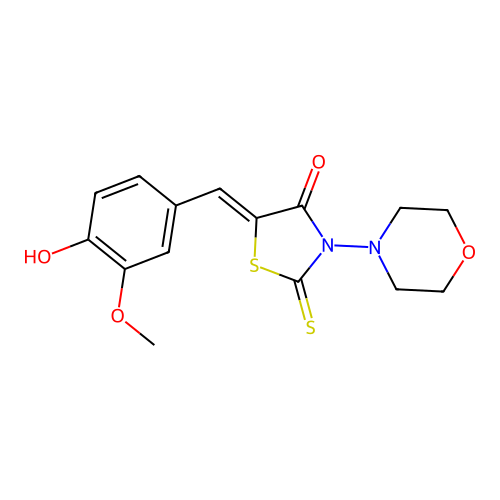 (Z)-5-(4-hydroxy-3-methoxybenzylidene)-3-morpholino-2-thioxothiazolidin-4-one structure