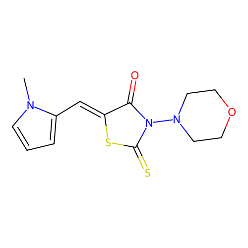(Z)-5-((1-methyl-1H-pyrrol-2-yl)methylene)-3-morpholino-2-thioxothiazolidin-4-one structure