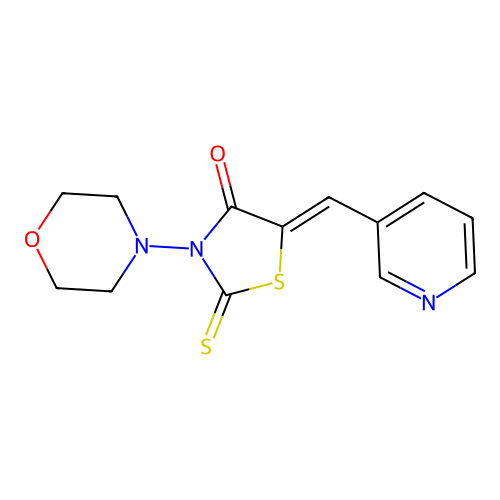 (Z)-3-morpholino-5-(pyridin-3-ylmethylene)-2-thioxothiazolidin-4-one structure