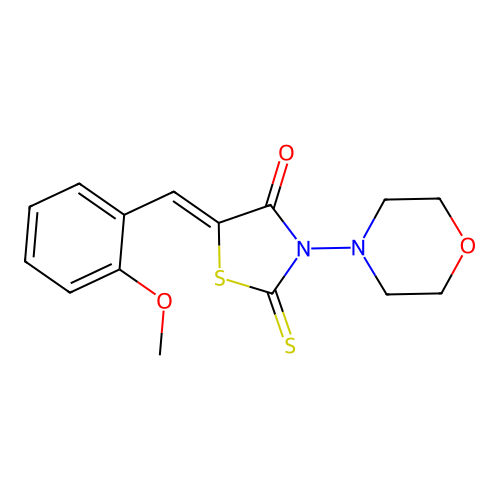 (Z)-5-(2-methoxybenzylidene)-3-morpholino-2-thioxothiazolidin-4-one structure