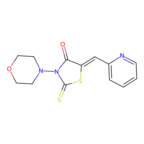 (Z)-3-morpholino-5-(pyridin-2-ylmethylene)-2-thioxothiazolidin-4-one structure