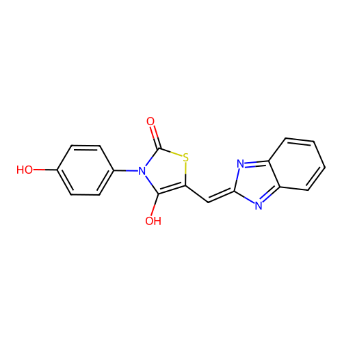 (5Z)-5-(1H-benzimidazol-2-ylmethylidene)-3-(4-hydroxyphenyl)-1,3-thiazolidine-2,4-dione structure