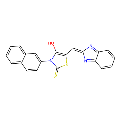5-(1H-benzimidazol-2-ylmethylidene)-3-(2-naphthalenyl)-2-sulfanylidene-4-thiazolidinone structure