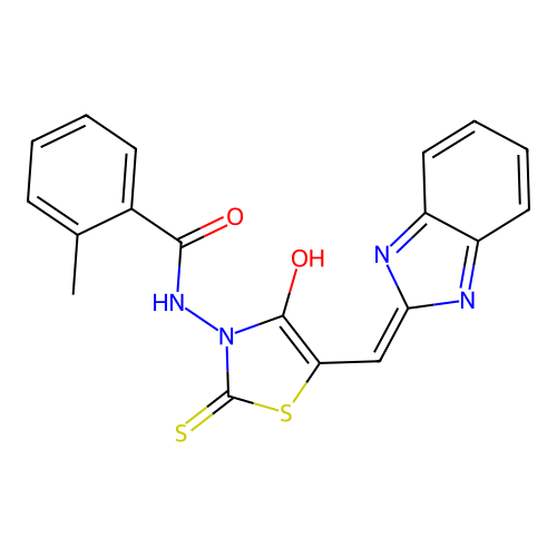 N-[(5Z)-5-(1H-benzimidazol-2-ylmethylidene)-4-oxo-2-thioxo-1,3-thiazolidin-3-yl]-2-methylbenzamide structure
