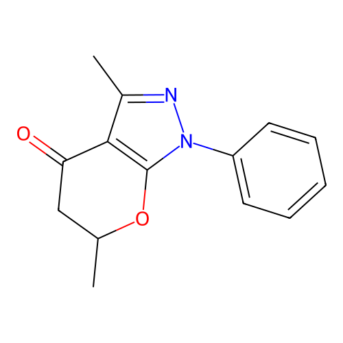 3,6-Dimethyl-1-phenyl-5,6-dihydropyrano[2,3-c]pyrazol-4(1H)-one structure