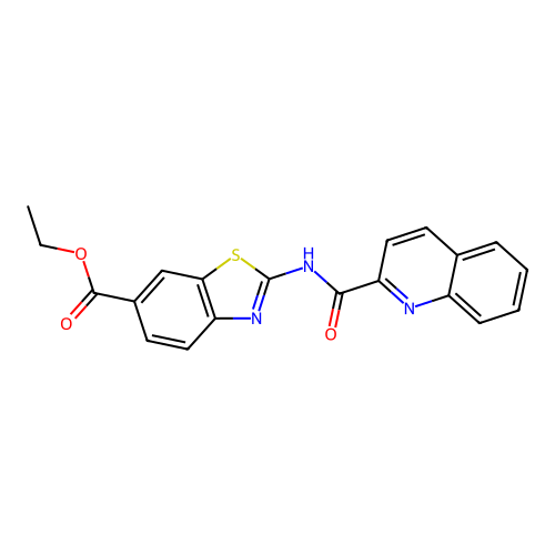Ethyl 2-(2-quinolylcarbonylamino)benzothiazole-6-carboxylate structure
