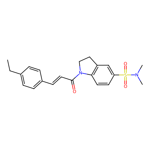 (E)-1-(3-(4-ethylphenyl)acryloyl)-N,N-dimethylindoline-5-sulfonamide structure