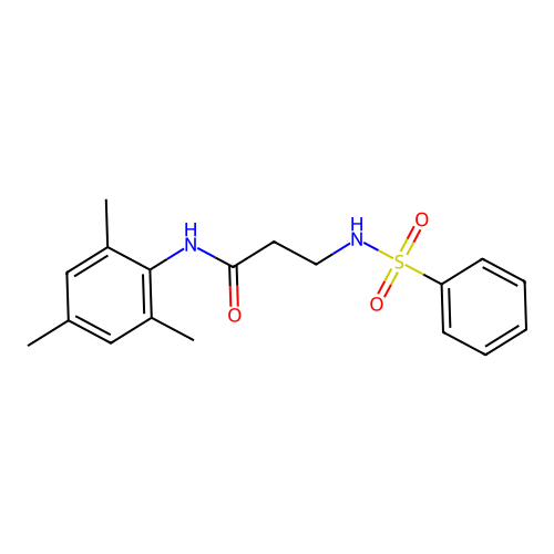 3-(benzenesulfonamido)-N-(2,4,6-trimethylphenyl)propanamide structure