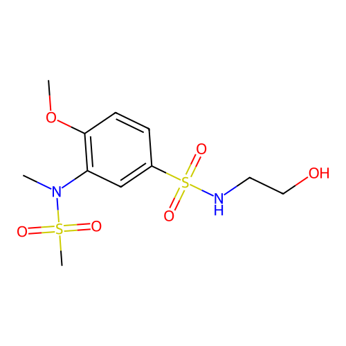 N-(2-hydroxyethyl)-4-methoxy-3-[methyl(methylsulfonyl)amino]benzenesulfonamide structure