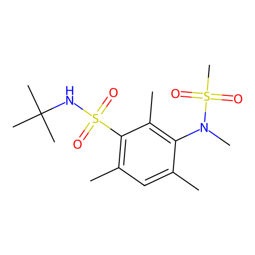 N-tert-butyl-2,4,6-trimethyl-3-[methyl(methylsulfonyl)amino]benzenesulfonamide structure