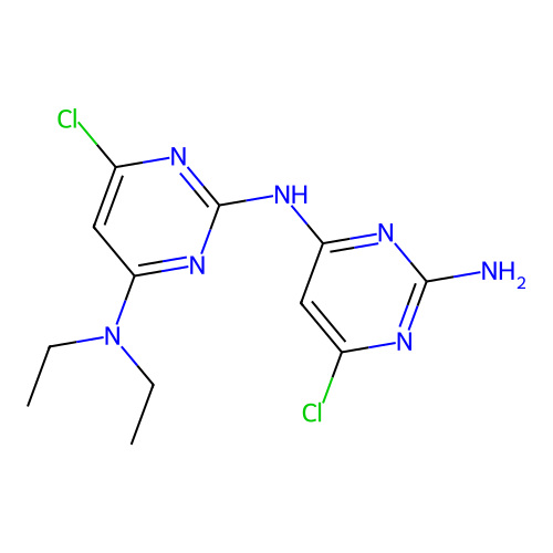 {2-[(2-Amino-6-chloropyrimidin-4-yl)amino]-6-chloropyrimidin-4-yl}diethylamine structure