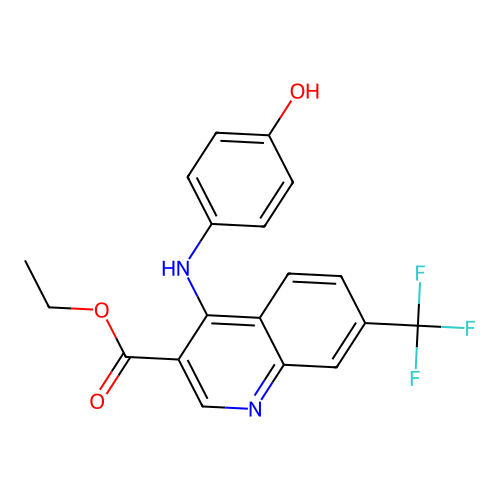 Ethyl 4-[(4-hydroxyphenyl)amino]-7-(trifluoromethyl)quinoline-3-carboxylate structure