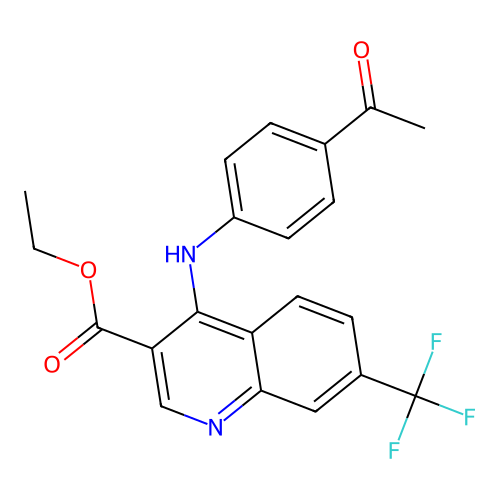 Ethyl 4-[(4-acetylphenyl)amino]-7-(trifluoromethyl)quinoline-3-carboxylate structure
