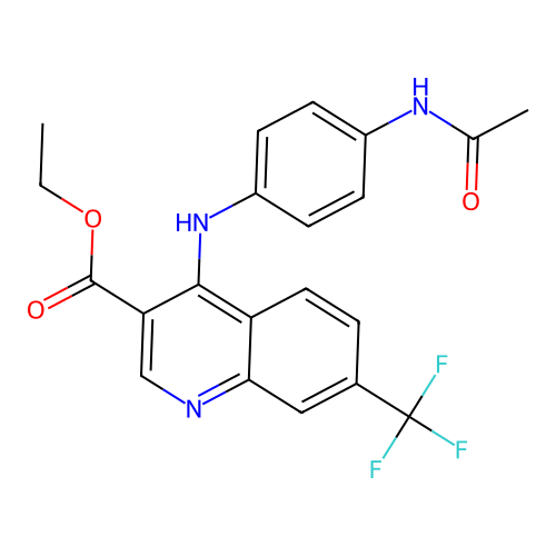 Ethyl 4-[(4-acetamidophenyl)amino]-7-(trifluoromethyl)quinoline-3-carboxylate structure