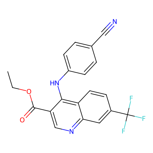 Ethyl 4-[(4-cyanophenyl)amino]-7-(trifluoromethyl)quinoline-3-carboxylate structure