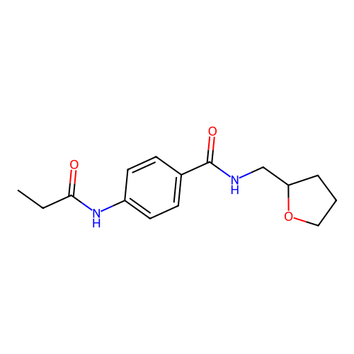 4-(propanoylamino)-N-(tetrahydrofuran-2-ylmethyl)benzamide structure