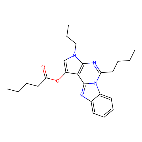 5-butyl-3-propyl-3H-benzo[4,5]imidazo[1,2-c]pyrrolo[3,2-e]pyrimidin-1-yl pentanoate structure