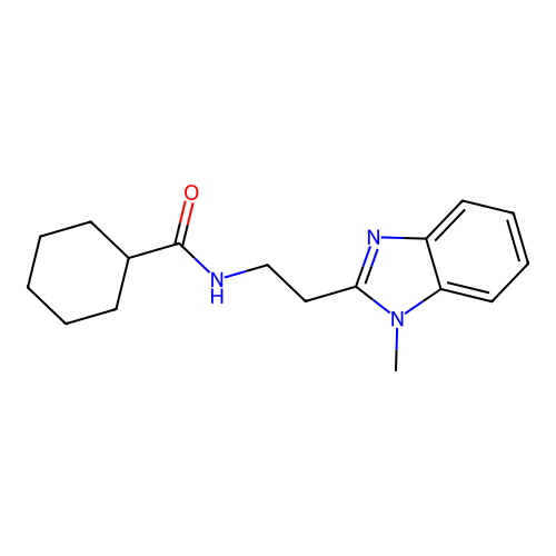 N-[2-(1-methylbenzimidazol-2-yl)ethyl]cyclohexanecarboxamide structure